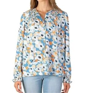 Joie Multicolor Floral Blouse - Blue, White, Orange size  XL
